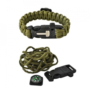 Bratara supravietuire din paracord cu patru unelte, GoldeCase, Verde