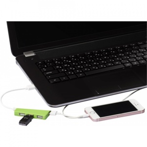 Hub USB 2.0 pentru tableta, 4 porturi, mufa USB 2.0, Compact, Verde Lime
