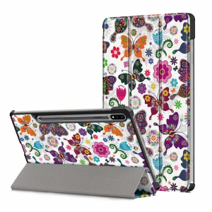 Husa Smart Cover pentru tableta Samsung Galaxy Tab S7FE 12.4 model fluture, alba
