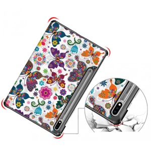 Husa Smart Cover tableta, pentru Samsung Galaxy Tab S8 X700 X706 11 inch (2022) cu fluturi, alb