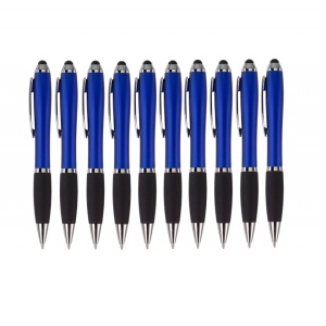 Set 10 buc, Stylus 2 in 1 cu Pix si clema metalica, BeMix, Albastru