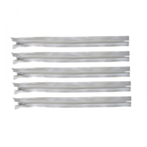 Set 5 bucati, Fermoar alb cu panza dura pe margini, cheita metalica, 39 cm