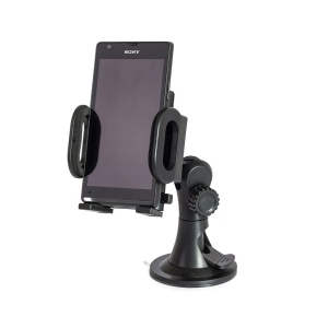 Suport auto cu ventuza, fixare pe parbriz, pentru telefon, cu slot pentru poza, negru