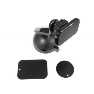 Suport auto magnetic, CT0222, fixare cu ventuza, rotire 360 grade, negru