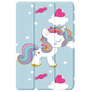 Husa Smart Cover tableta, pentru Amazon Fire 7 gen 12 2022, unicorn, albastru deschis