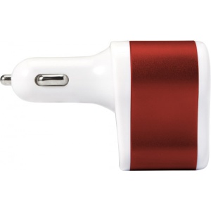 Incarcator auto universal, 5v cu doua mufe USB si o priza auto, Rosu