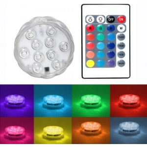 Lampa subacvatica cu 10 LED-uri, telecomanda, 15 culori, transparenta