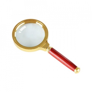 Lupa clasica cu maner detasabil, diametru 80 mm, Aurie