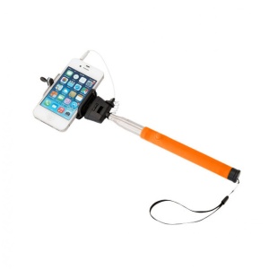 Selfie stick clasic, compact, pentru telefoane mobile, 100cm, Portocaliu