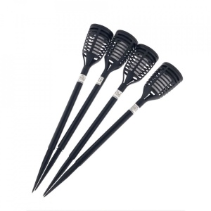Set 4 bucati, Lampi de gradina, panou solar, efect de lumanare, 41cm, Negre