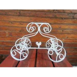 Suport de flori pentru gradina, tip Caleasca, metal brut, 48x25x34 cm, Alb
