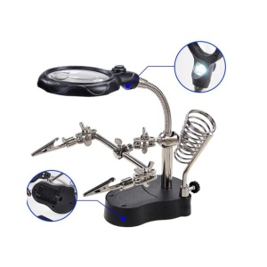 Suport universal pentru ciocan de lipit cu lumina si cleme ajutatoare