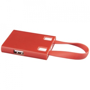 Hub USB 2.0 pentru tableta, 3 porturi USB, cablu cu mufa combo si adaptor Tip C, Rosu