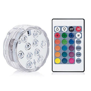 Lampa subacvatica cu 10 LED-uri, telecomanda, 15 culori, transparenta