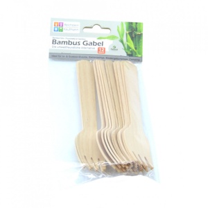 Set 12 bucati, furculite din lemn de bambus, 100% naturale