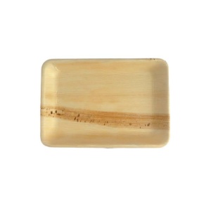 Set 5 bucati, farfurii dreptunghiulare naturale, din frunze de palmier, 10 x 15 cm