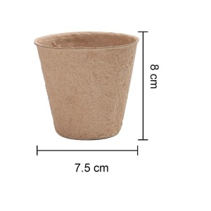 Set 70 bucati, Ghivece biodegradabile din celuloza, 6x6cm, rotunde, Bej