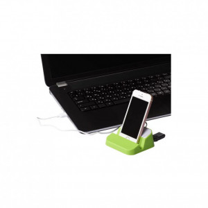 Suport de birou pentru telefon cu Hub USB incorporat, Verde Lime
