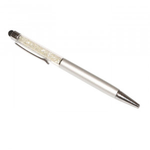 Touch pen cu pix incorporat, stylus argintiu decorat cu Cristale