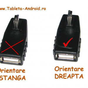 Adaptor OTG Mini USB la 90 grade - orientare spre Dreapta