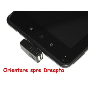 Adaptor OTG Mini USB la 90 grade - orientare spre Dreapta