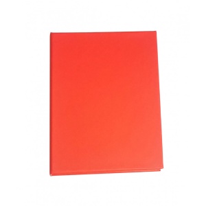 Carnetel cu notite adezive tip Post-it, coperta din carton gros, rosu coral