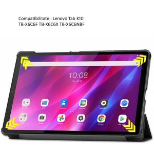 Husa Smart Cover tableta, pentru Lenovo Tab K10 TB-X6C6 10.3 neagra