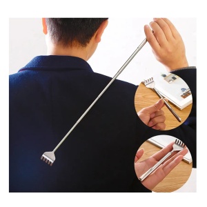 Instrument de scarpinat pentru spate, metalic, telescopic, 15-50 cm, Argintiu