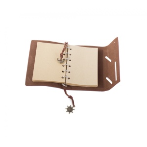 Jurnal de calatorie cu legatori din piele, A6, 150x100 mm, 70 file perforate, Vernil