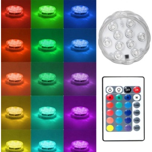 Lampa subacvatica cu 10 LED-uri, telecomanda, 15 culori, transparenta