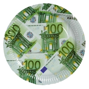 Set 10 bucati, farfurii pentru petreceri adulti, carton imprimat, 23cm, model EURO