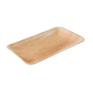 Set 5 bucati, farfurii dreptunghiulare naturale, din frunze de palmier, 10 x 15 cm