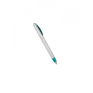 Stylus pen cu pix, model Clasic, din material plastic, Argintiu/Turcoaz
