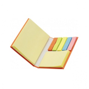 Carnetel cu notite adezive tip Post-it, coperta din carton gros, rosu coral