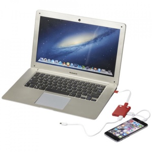 Hub USB 2.0 pentru tableta, 3 porturi USB, cablu cu mufa combo si adaptor Tip C, Rosu