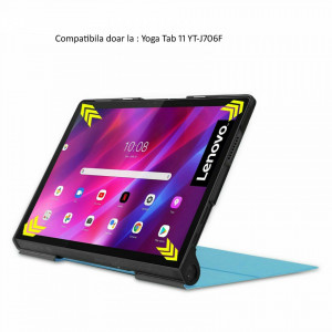 Husa Smart Cover tableta, pentru Lenovo Yoga Tab 11 YT-J706F 11 inch 2021 cu model face, alb si negru