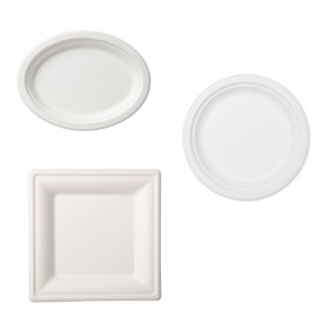 Set 18 bucati, farfurii pentru picnic, naturale, din trestie de zahar, Albe