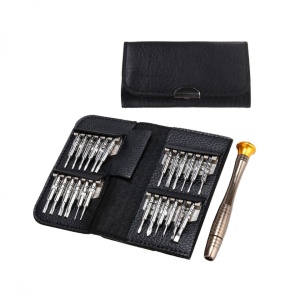Set 26 piese, surubelnite de precizie in husa din piele, Neagra