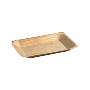 Set 5 bucati, farfurii dreptunghiulare naturale, din frunze de palmier, 10 x 15 cm