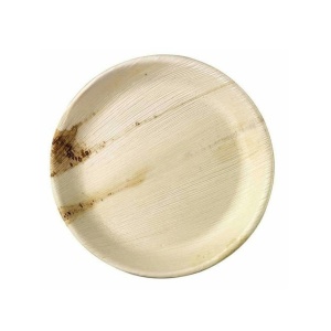 Set 5 bucati, farfurii rotunde naturale, din frunze de palmier, diametru 18 cm