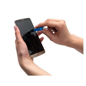 Stylus cu burete de curatare pentru touch screen, breloc, alb cu negru