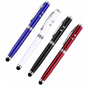 Stylus Pen albastru, cu 4 functii. Laser, Stylus, Lanterna si Pix