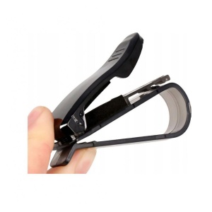 Suport auto pentru ochelari, fixare la parasolar, Verk Clip, plastic, negru