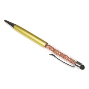 Touch pen cu pix incorporat, stylus auriu decorat cu Cristale