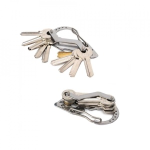 Breloc tip Carabina, Surviver, cu sistem de sustinere pentru 10 chei, Nichelat