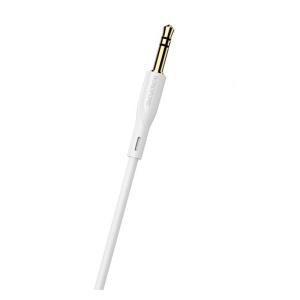 Cablu auxiliar, audio stereo, Jack 3.5 mm, 3 pini, Alb