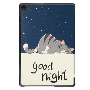 Husa smart cover tableta, pentru Lenovo Tab M10 gen 3 10.1 inch TB-328 good night cat, bleumarin