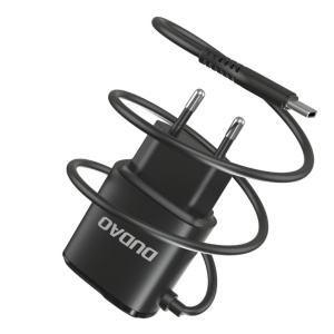 Incarcator de perete Dudao, cablu USB tip C, 2 x USB, 5V 2.4A, negru