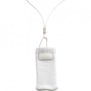 Mini borseta de gat, Material textil, prevazuta cu snur, 12x6cm, Alba