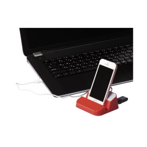 Suport de birou pentru telefon cu Hub USB incorporat, Rosu